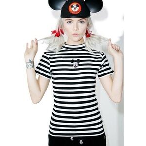 Lazy Oaf x Disney stripe ribbed Mickey shirt